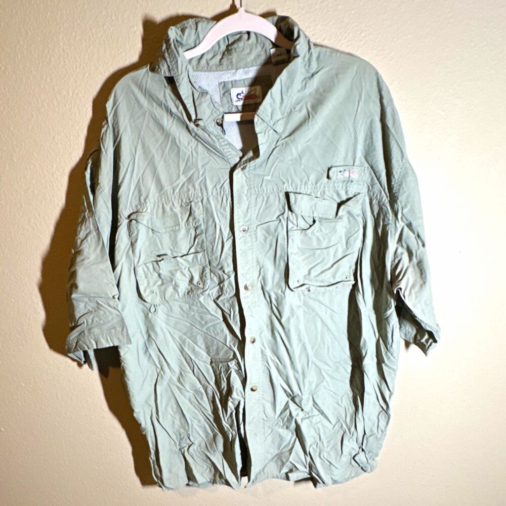 World Wide Sportsman Men’s 4XL Green Long Sleeve Button Fishing Shirt Pockets